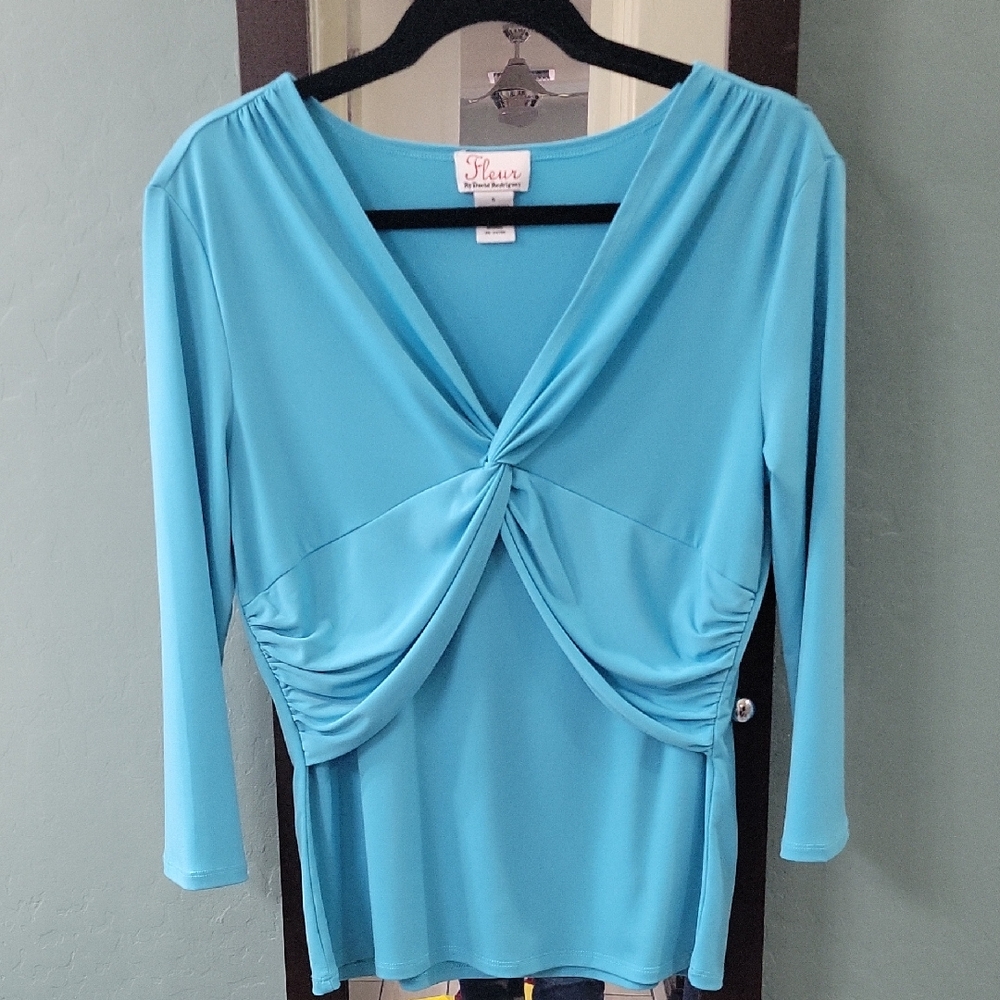 Women's Blue Twist Front Top